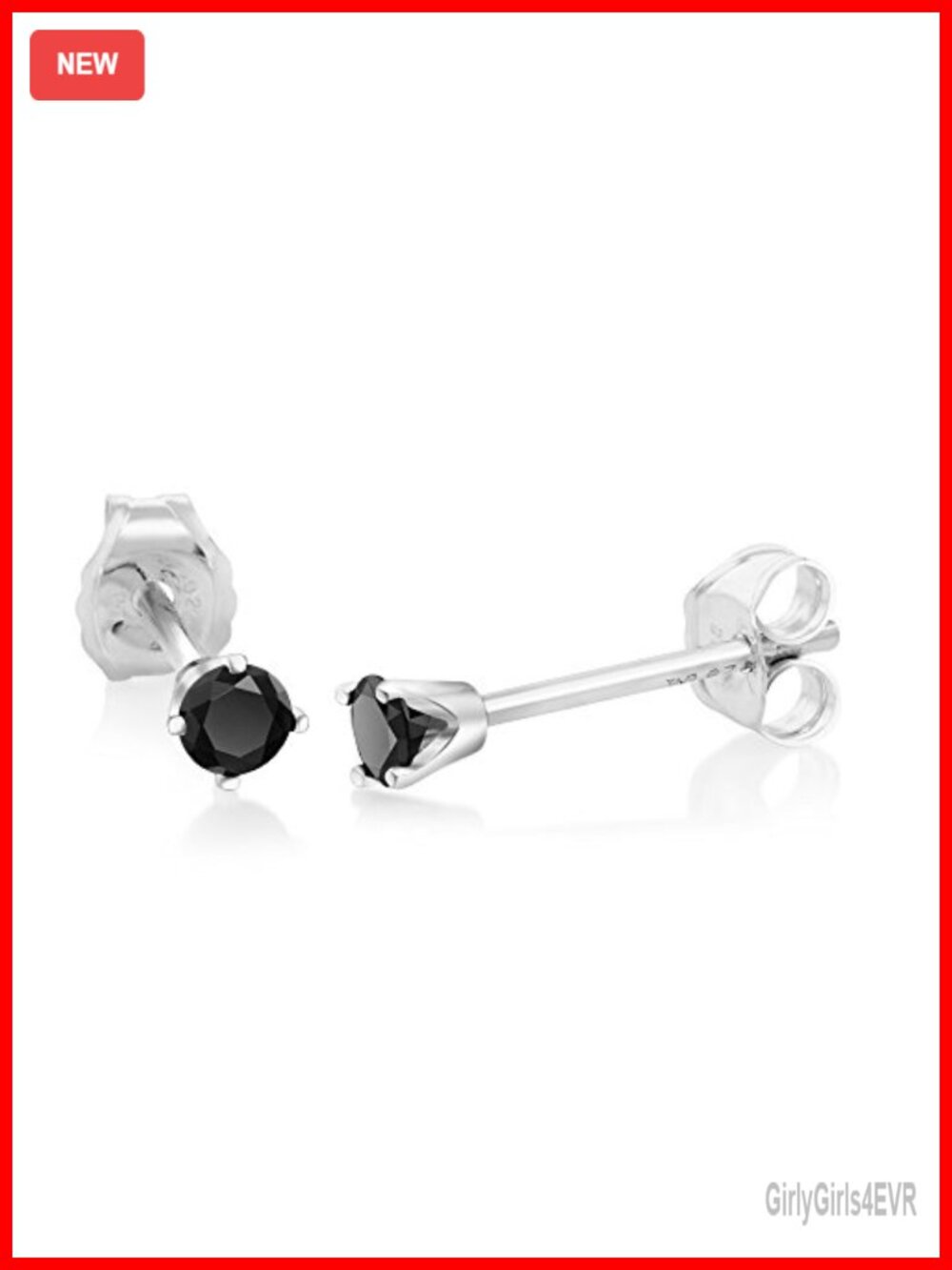 925 Sterling Silver Black Diamond Stud Earrings 0.17 ctw 2.5MM